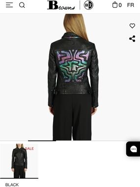 Black Leather Jacket with Iridescent Patterned Back
